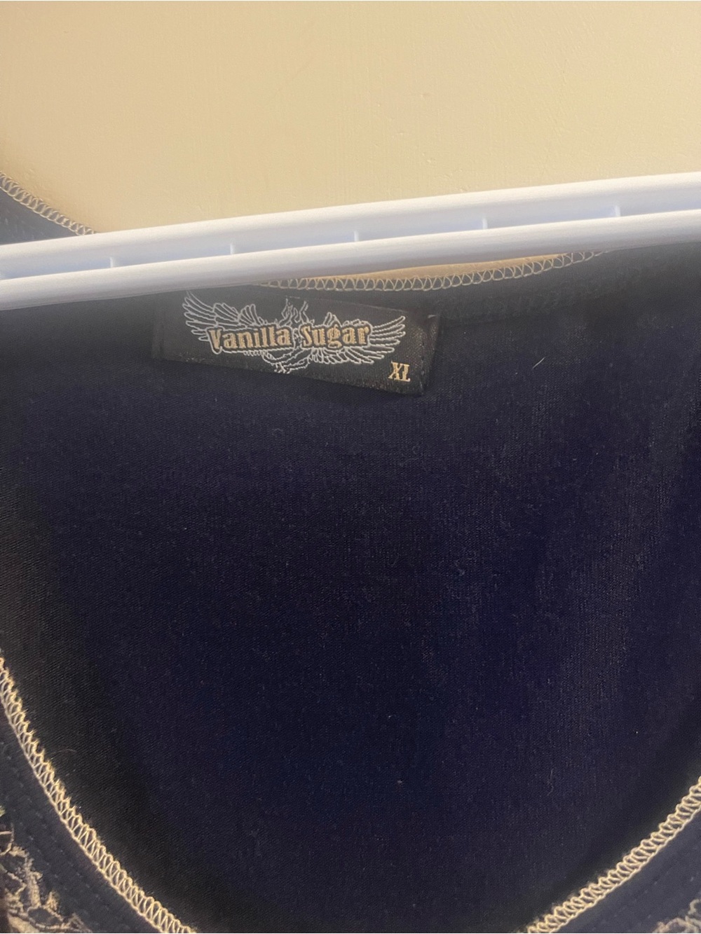 Vanilla Sugar Deep Navy Velvet Shirt with Cream Stitching